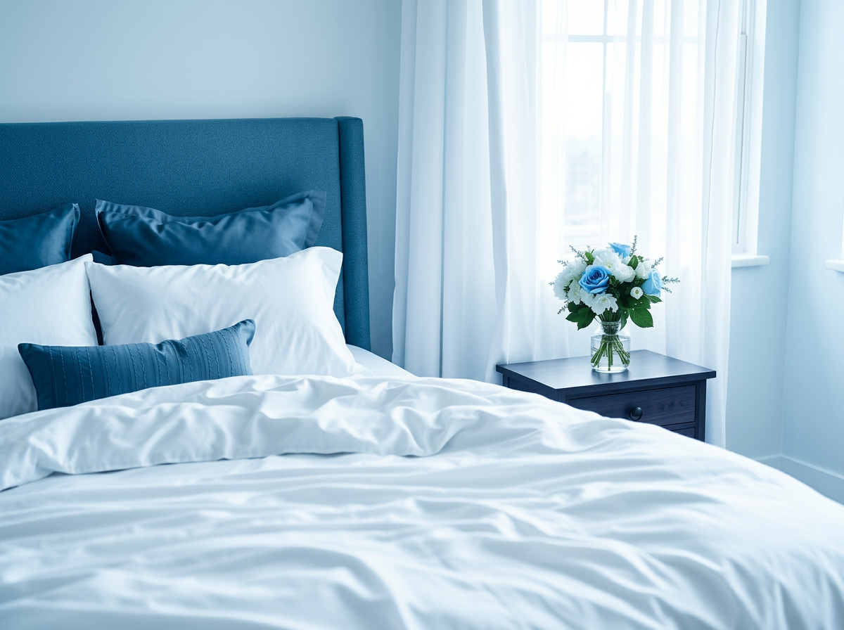 Spotless bedroom with neatly made bed